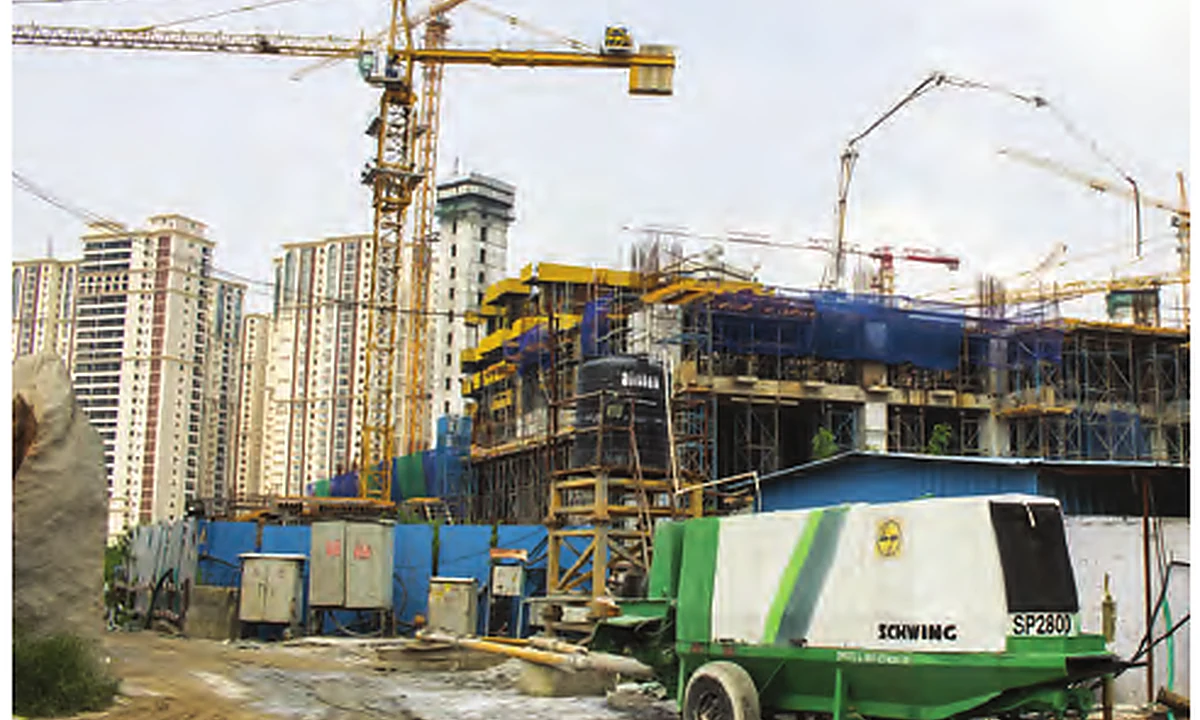 RMC stationary pump at construction site